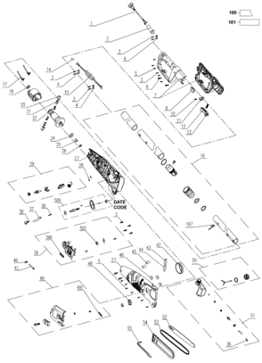 Default Diagram and Parts List for PP610 Type 1 Black and Decker Hand Vacuum